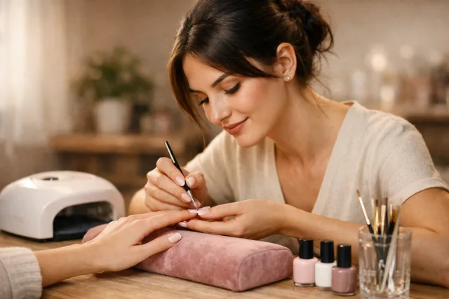 Esthéticienne réalisant un soin visage, ambiance zen